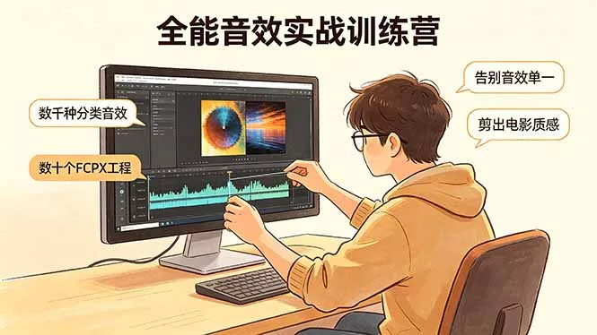 全能音效实战训练营：数千种分类音效+数十个FCPX工程，告别音效单一，剪出电影质感 - 轻创社