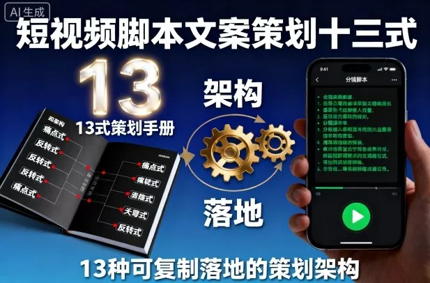 短视频脚本文案策划十三式，13种可复制落地的策划架构 - 轻创社
