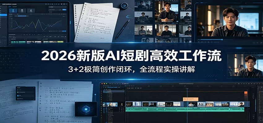 2026新版AI短剧高效工作流：3+2极简创作闭环，全流程实操讲解 - 轻创社