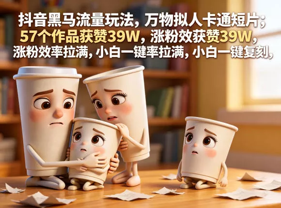 抖音黑马流量玩法，万物拟人卡通短片，57个作品获赞39W，涨粉效率拉满，小白一键复刻，保姆级拆解 - 轻创社