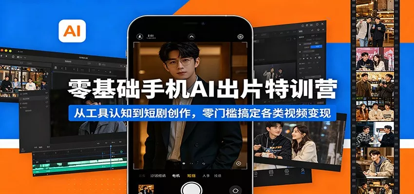 零基础手机AI出片特训营：从工具认知到短剧创作，零门槛搞定各类视频变现 - 轻创社