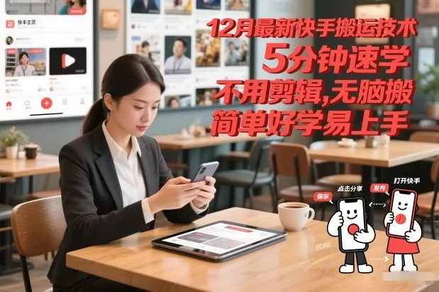 12月最新快手搬运技术，5分钟速学，不用剪辑无脑搬，简单好学易上手 - 轻创社