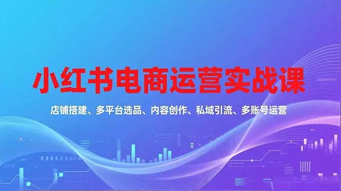 小红书电商运营实战课，店铺搭建、多平台选品、内容创作、私域引流、多账号运营等玩法 - 轻创社