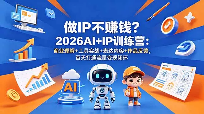 做IP不赚钱？2026AI+IP训练营：商业理解+工具实战+表达内容+作品反馈，百天打通流量变现闭环 - 轻创社