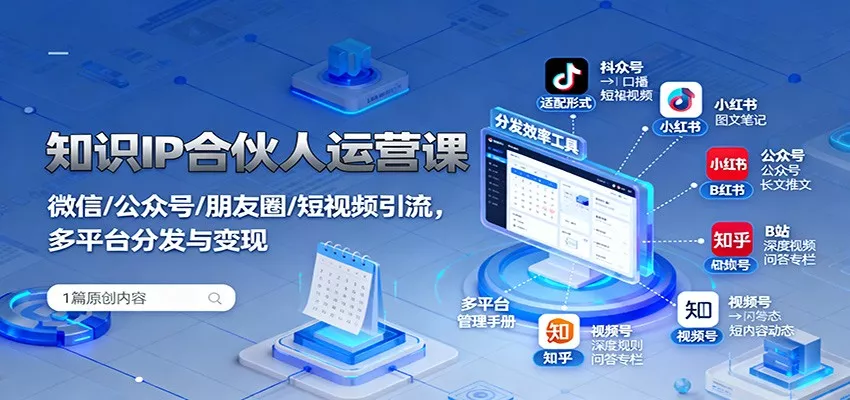 知识IP合伙人运营课：微信/公众号/朋友圈/短视频引流，多平台分发与变现 - 轻创社