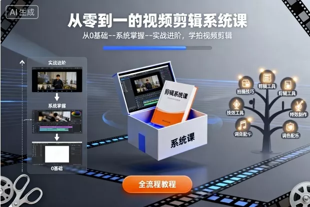 从零到一的视频剪辑系统课，从0基础–系统掌握–实战进阶，学拍视频剪辑 - 轻创社