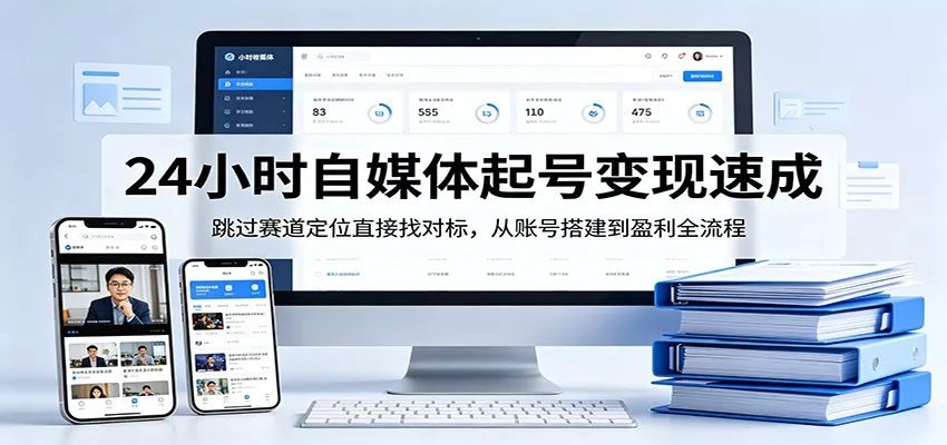 24小时自媒体起号变现速成，跳过赛道定位直接找对标，从账号搭建到盈利全流程 - 轻创社