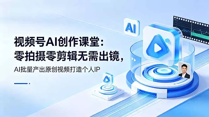 视频号AI创作课堂：零拍摄零剪辑无需出镜，AI批量产出原创视频打造个人IP - 轻创社