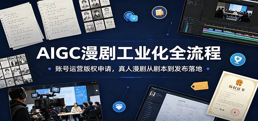 AIGC漫剧工业化全流程：账号运营版权申请，真人漫剧从剧本到发布落地 - 轻创社