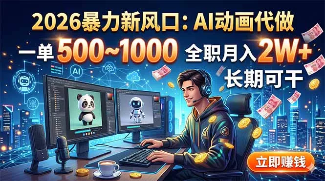 2026暴力新风口：AI动画代做，一单500~1000，全职月入2W+，长期可干 - 轻创社