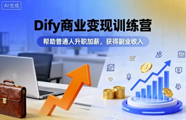 Dify商业变现训练营，帮助普通人升职加薪，获得副业收入 - 轻创社