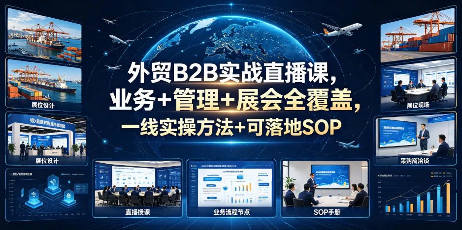 外贸B2B实战直播课，业务+管理+展会全覆盖，一线实操方法+可落地SOP - 轻创社