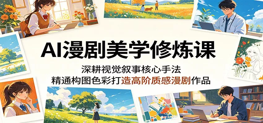 AI漫剧美学修炼课：深耕视觉叙事核心手法，精通构图色彩打造高阶质感漫剧作品 - 轻创社