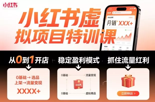小红书虚拟项目特训课，帮你从0到1打造稳定盈利的店铺，抓住流量红利(更新9月) - 轻创社