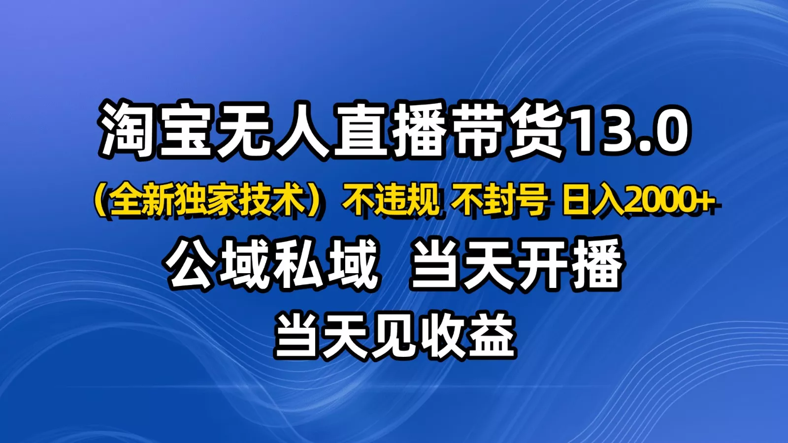 淘宝无人直播13.0，公域私域技术，不封号，不违规 布局下半年旺季赛道，日入2000+ - 轻创社
