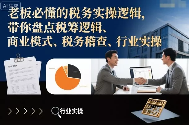 老板必懂的税务实操逻辑，带你盘点税筹逻辑、商业模式、税务稽查、行业实操 - 轻创社