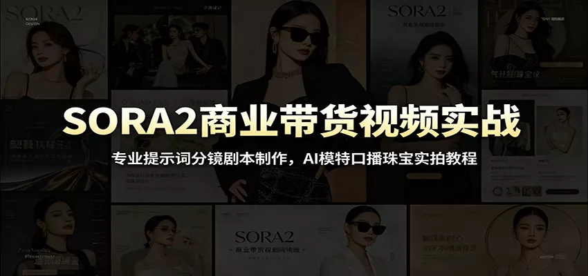 SORA2商业带货视频实战：专业提示词分镜剧本制作，AI模特口播珠宝实拍教程 - 轻创社