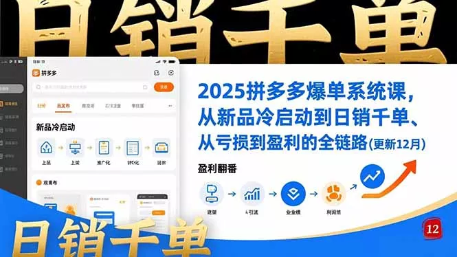 2025拼多多爆单系统课，从新品冷启动到日销千单、从亏损到盈利的全链路(更新12月 - 轻创社