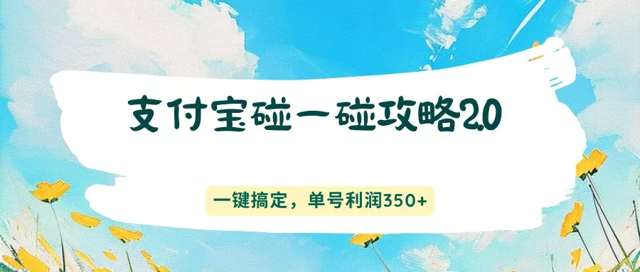 支付宝碰一碰攻略2.0，一键搞定，单号利润350+ - 轻创社