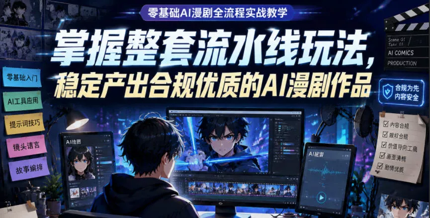 零基础AI漫剧全流程实战教学，掌握整套流水线玩法，稳定产出合规优质的AI漫剧作品 - 轻创社