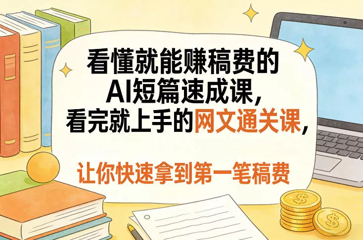 看懂就能賺稿费的AI短篇速成课，看完就上手的网文通关课，让你快速拿到第一笔稿费(更新4月) - 轻创社