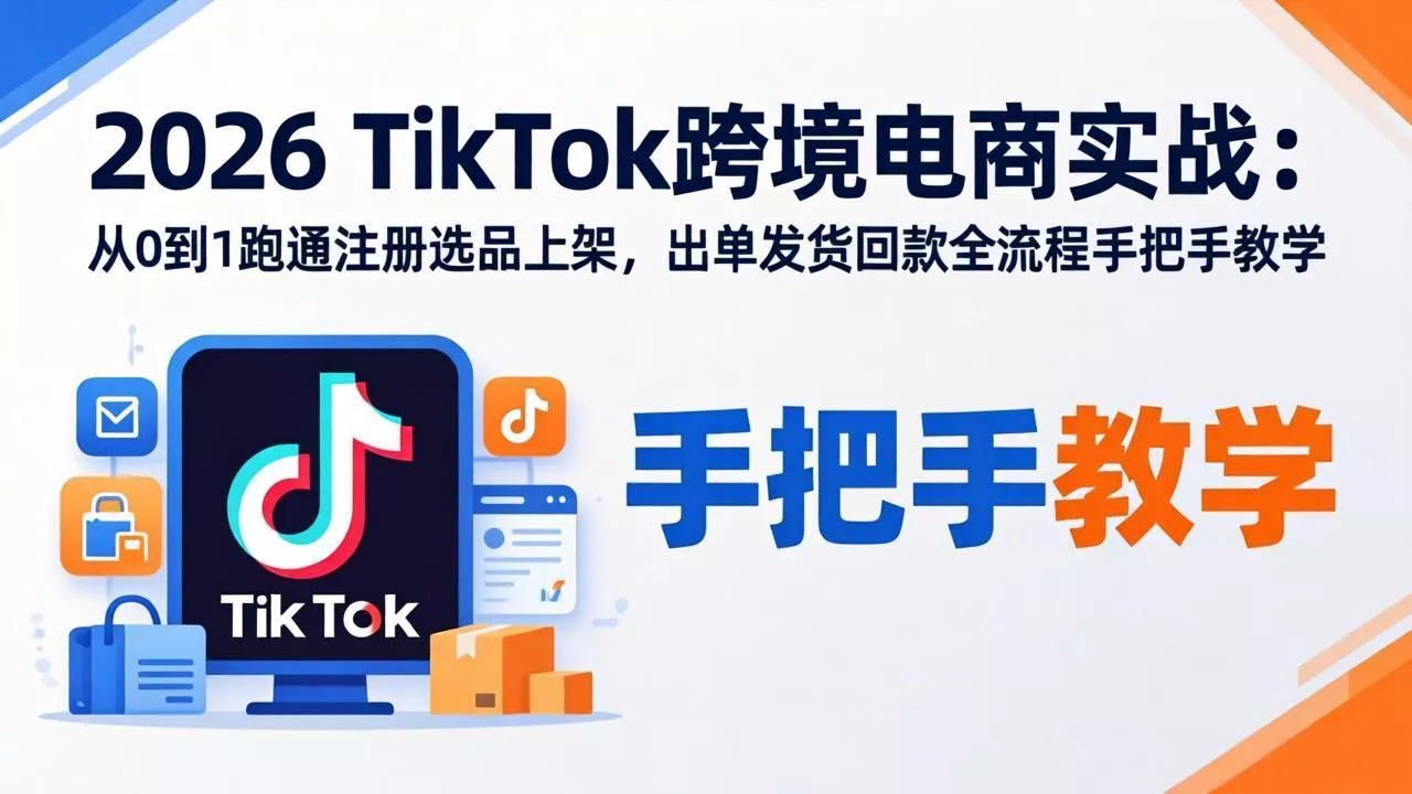 2026TikTok跨境电商实战-更新:从0到1跑通注册选品上架,出单发货回款全流程手把手教学 2026TikTok跨境电商实战-更新:从0到1跑通注册选品上架,出单发货回款全流程手把手教学