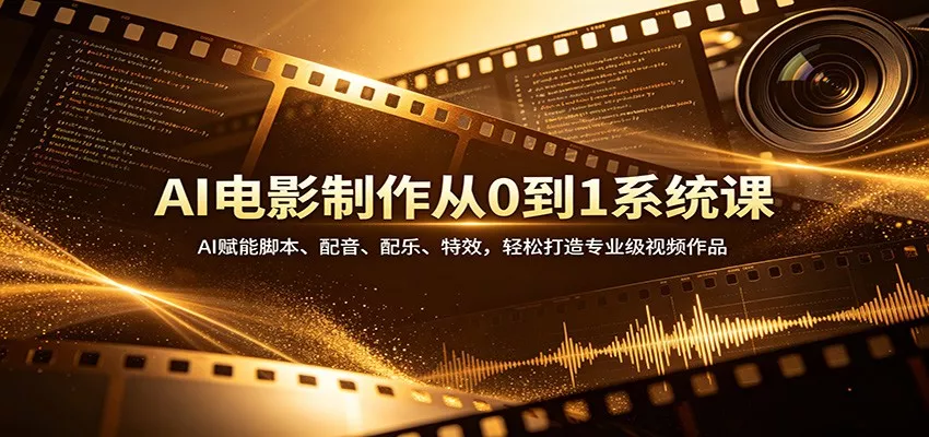 AI电影制作从0到1系统课：AI赋能脚本、配音、配乐、特效，轻松打造专业级视频作品 - 轻创社