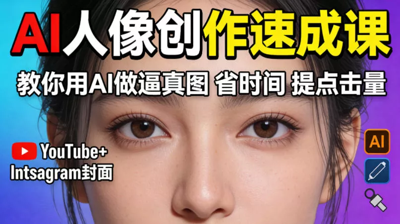 YouTube+Instagram封面没人点？AI人像创作速成课，教你用AI做逼真图，省时间还能提点击量！ - 轻创社