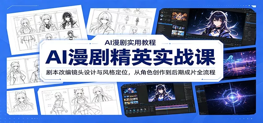 AI漫剧精英实战课：剧本改编镜头设计与风格定位，从角色创作到后期成片全流程 - 轻创社