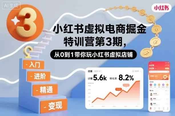 小红书虚拟电商掘金特训营第3期,从0到1带你玩小红书虚拟店铺