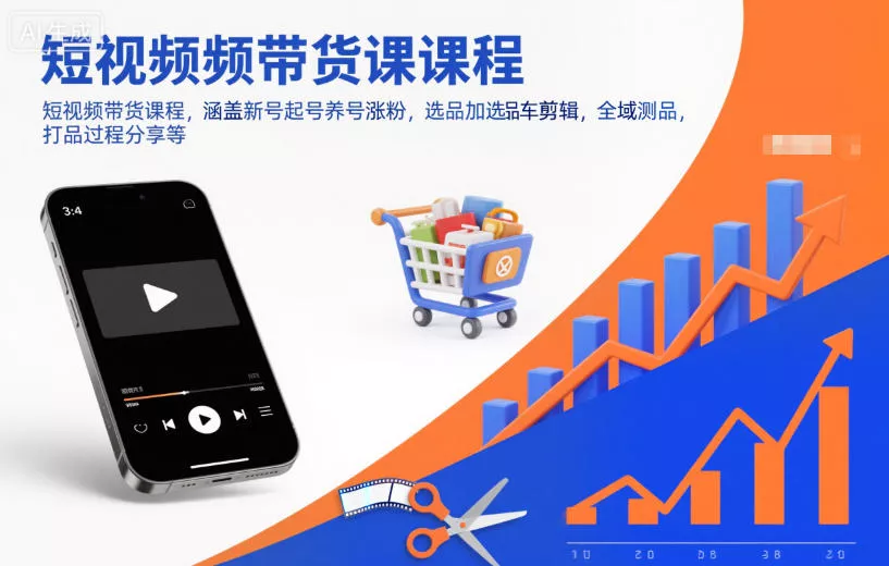 短视频带货课程，涵盖新号起号养号涨粉，选品加选品车剪辑，全域测品，打品过程分享等 - 轻创社