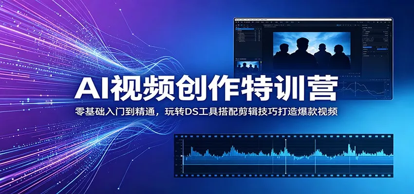 AI视频创作特训营：零基础入门到精通，玩转DS工具搭配剪辑技巧打造爆款视频 - 轻创社