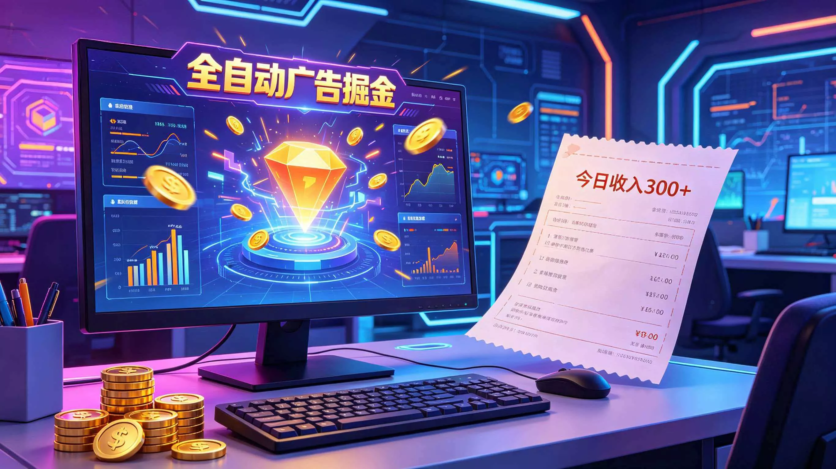 全自动广告掘金，日入300+。全程Ai自动化运行，解放双手，时间自由。收益稳定 - 轻创社