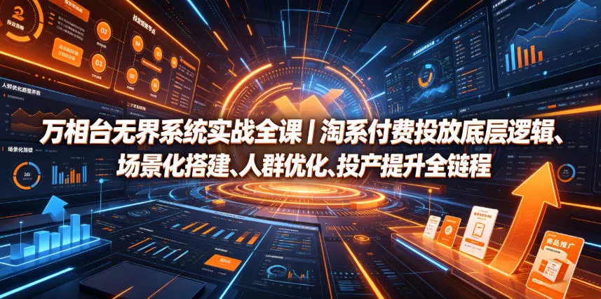 万相台无界系统实战全课｜淘系付费投放底层逻辑、场景化搭建、人群优化、投产提升全链路运营教程 - 轻创社
