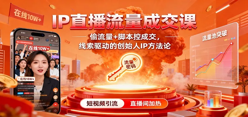 IP直播流量成交课：偷流量+脚本控成交，线索驱动的创始人IP方法论 - 轻创社