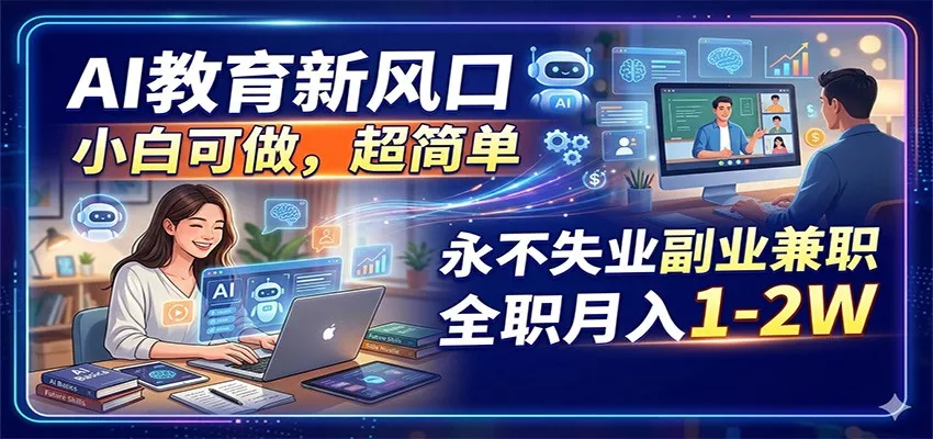 AI教育新风口，小白可做，超简单，永不失业副业兼职 全职月入1-2W - 轻创社