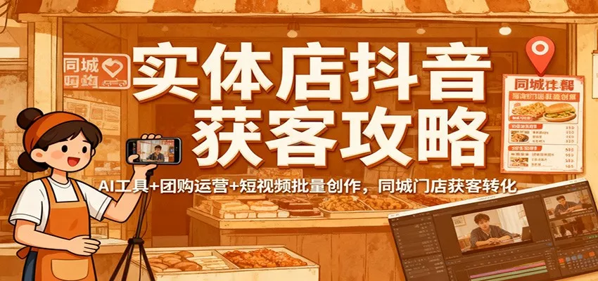 实体店抖音获客攻略：AI工具+团购运营+短视频批量创作，同城门店获客转化 - 轻创社
