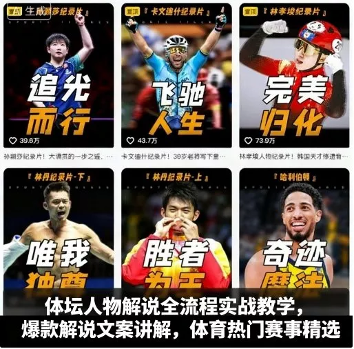 体坛人物解说全流程实战教学，爆款解说文案讲解，体育热门赛事精选 - 轻创社