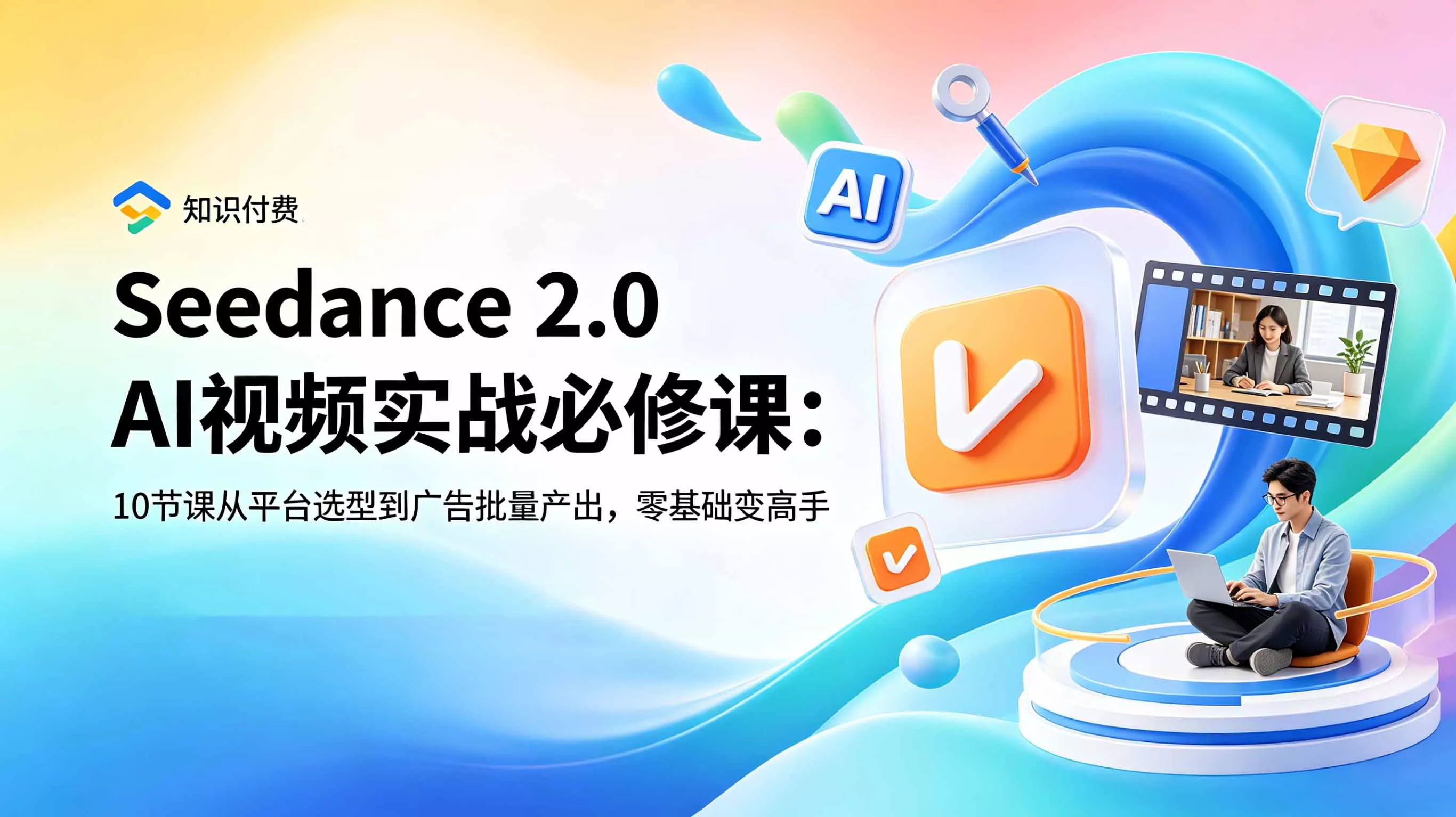 Seedance 2.0 AI视频实战必修课：10节课从平台选型到广告批量产出，零基础变高手 - 轻创社