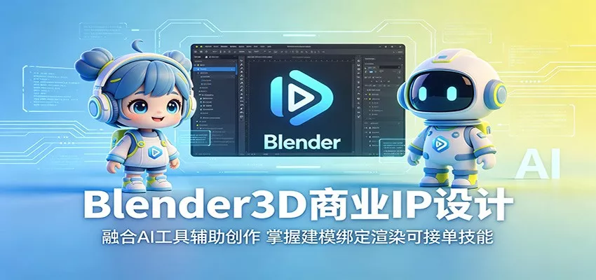 Blender3D商业IP设计：融合AI工具辅助创作，掌握建模绑定渲染可接单技能 - 轻创社
