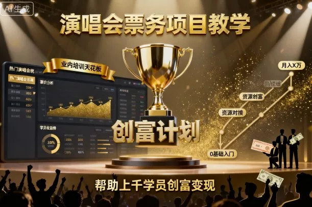 演唱会票务项目教学，业内培训天花板，帮助上千学员创富变现 - 轻创社
