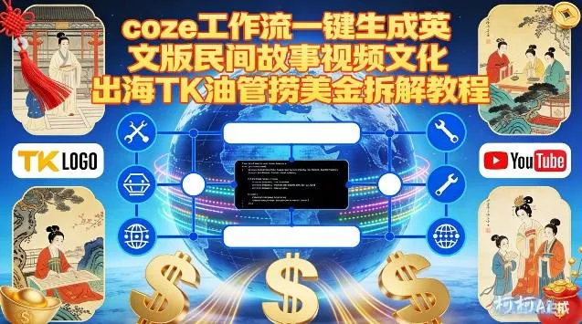 Coze扣子工作流一键生成英文版民间故事视频，文化出海TK油管捞美金拆解教程 - 轻创社