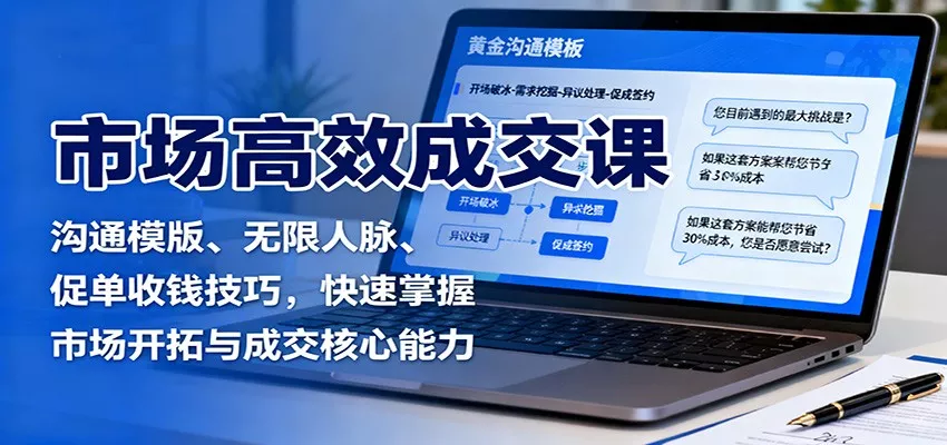 市场高效成交课：沟通模版、无限人脉、促单收钱技巧，快速掌握市场开拓与成交核心能力 - 轻创社