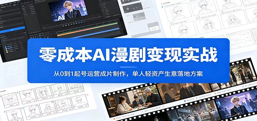 零成本AI漫剧变现实战：从0到1起号运营成片制作，单人轻资产生意落地方案 - 轻创社