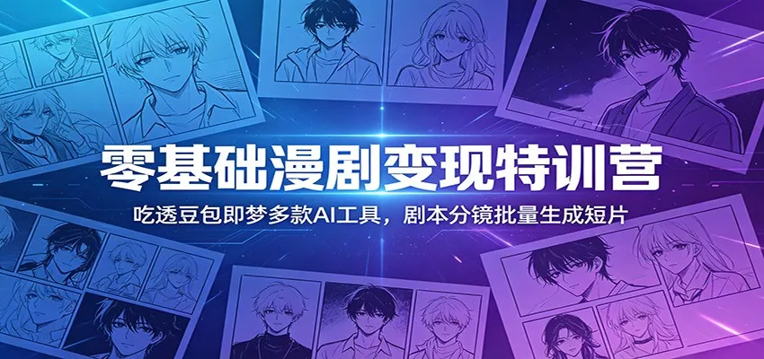 零基础漫剧变现特训营：玩转豆包即梦多款AI工具，剧本分镜批量生成短片 - 轻创社