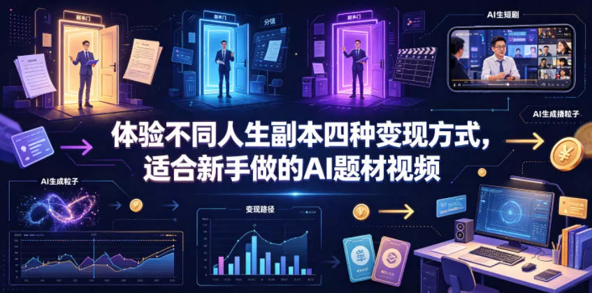 体验不同人生副本四种变现方式，适合新手做的AI题材视频 - 轻创社
