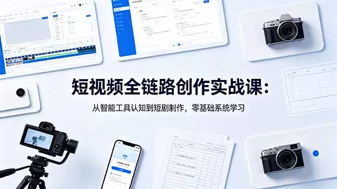 短视频全链路创作实战课：从智能工具认知到短剧制作，零基础系统学习 - 轻创社