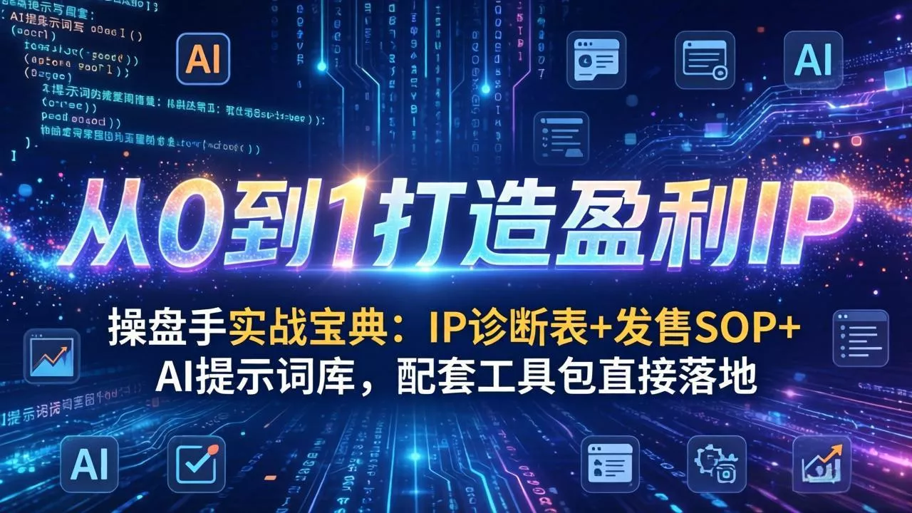 操盘手实战宝典：IP诊断表+发售SOP+AI提示词库，配套工具包直接落地，从0到1打造盈利IP - 轻创社