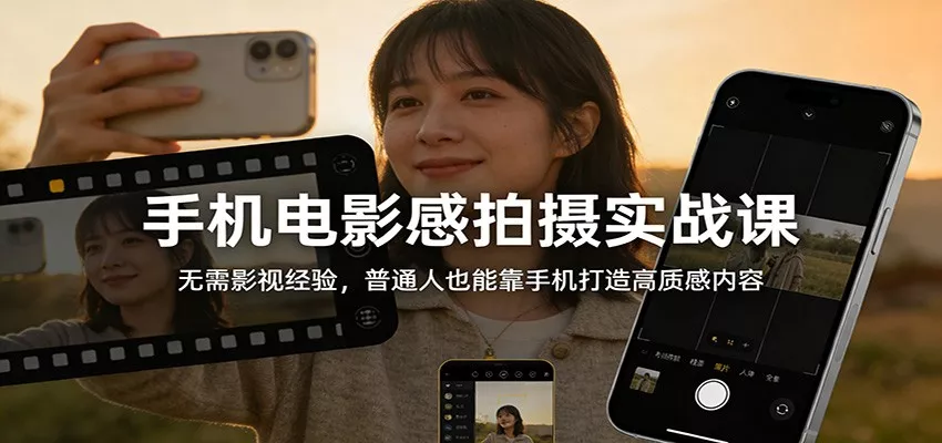 手机电影感拍摄实战课：无需影视经验，普通人也能靠手机打造高质感内容 - 轻创社