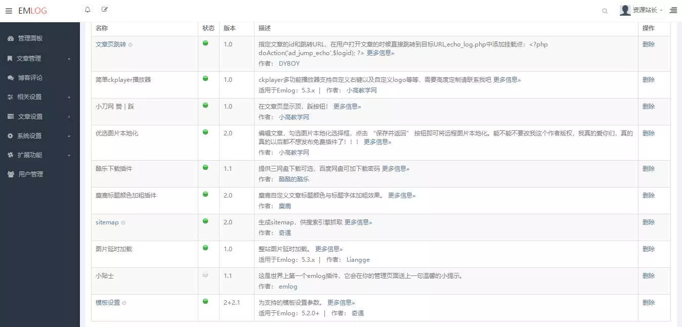 Emlog麋鹿资源网站长二开整站数据带9条采集规则 - 轻创社